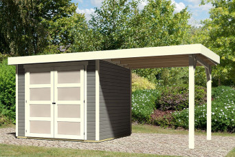 category Karibu | Tuinhuis Mühlendorf 3 met Overkapping 2,4 | Terragrijs 211419-31